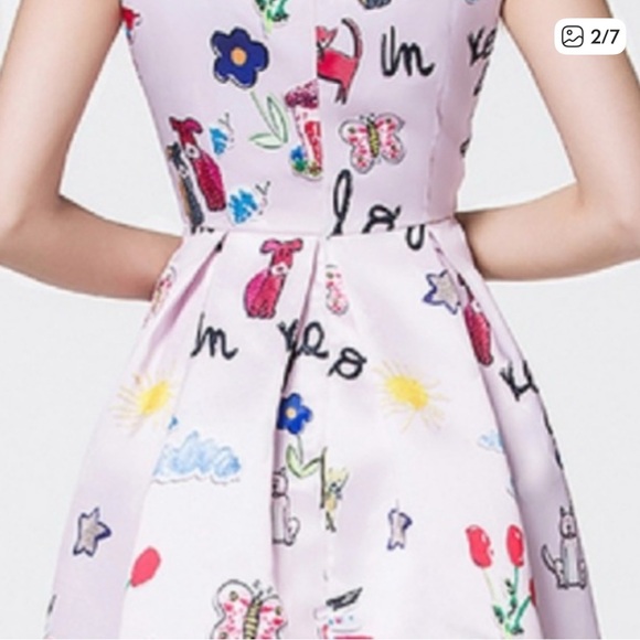 Whimsical Pink Midi Dress with Playful Prints - Picture 5 of 16